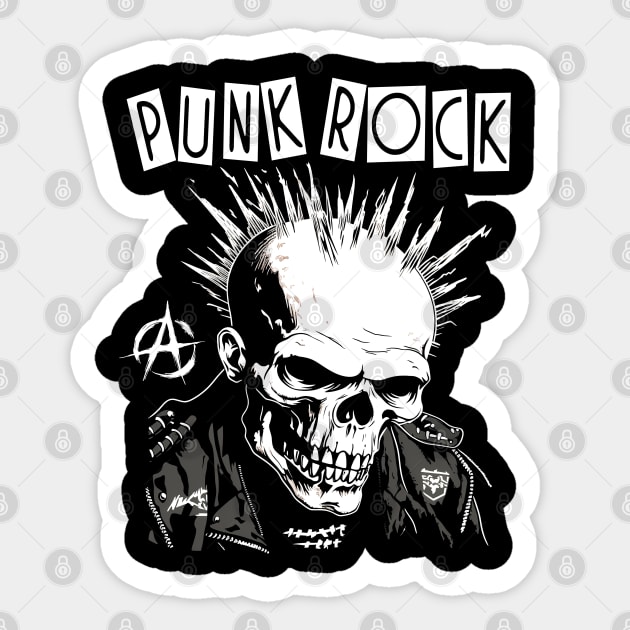 Punk Rock Skull - Anarchy Punk Rock - Punk Rock - Sticker