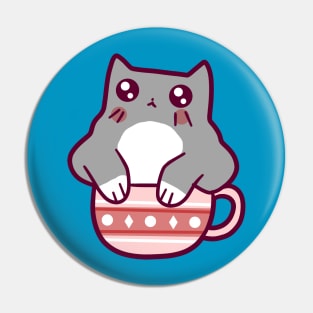 Teacup Gray Kitten Pin