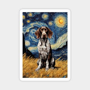 Cute Gsp German Shorthaired Pointer Dog Breed Painting in a Van Gogh Starry Night Art Style Magnet