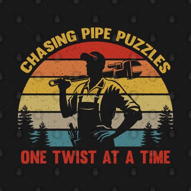 Retro Plumber Vintage Plumbing Sunset Funny Pipefitter Humor by Graphic Monster