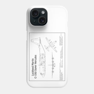 C-130 Hercules - Airplane Blueprint -  BD Phone Case