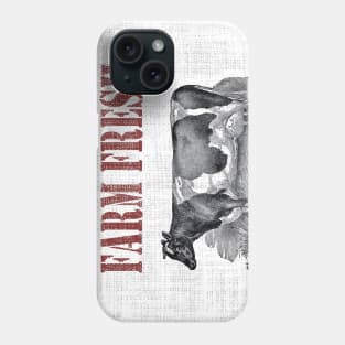 Farm fresh french country stripe burlap dairy cow Phone Case