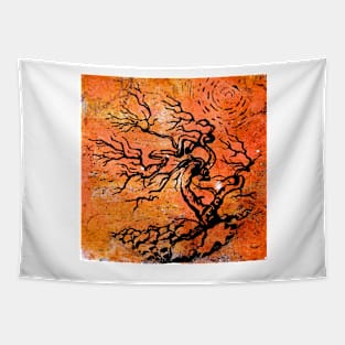 Old and Ancient Tree - Orange Tones Tapestry