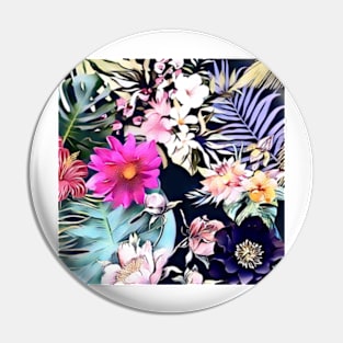 tropical flowers and leaves blue green pink purple Pin