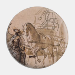 A Carriage and Pair, with Coachman by Paul Sandby Pin