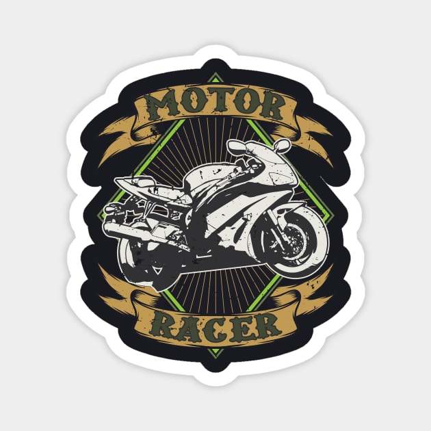 Motor Racer vintage Racing Motorbike Magnet by Foxxy Merch