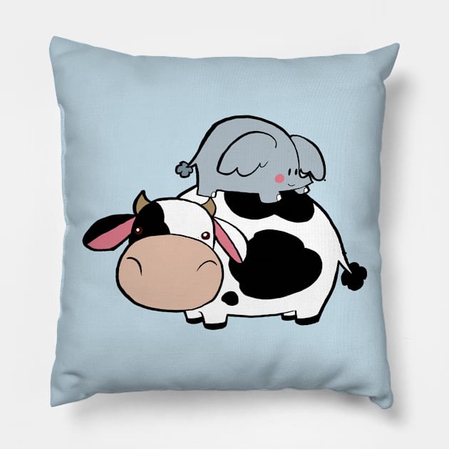 Sloth and Cow Pillow by saradaboru