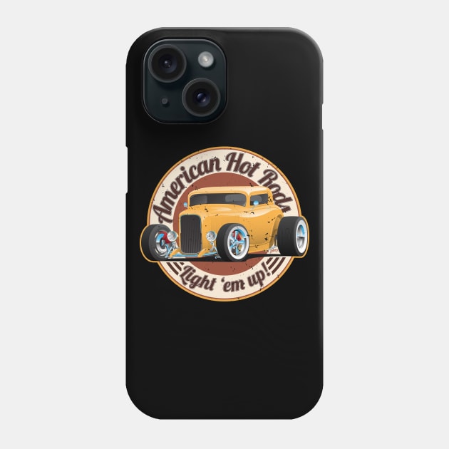 American Hot Rods Light 'Em Up Vintage Car Illustration Phone Case by hobrath