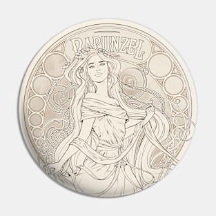 Art Nouveau Rapunzel Lineart Pin