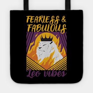 Funny Leo Zodiac Sign - Fearless and Fabulous, Leo Vibes - Black Tote