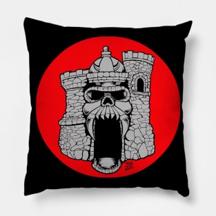 Broskull Logo V.2 Grey Castle with Red Sun Small Name Pillow