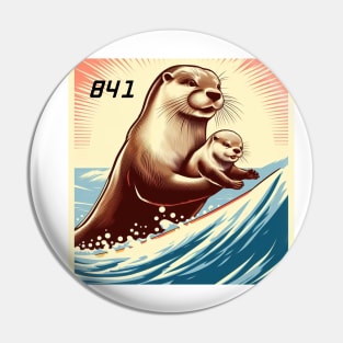 841 surfing otter with new baby Pin