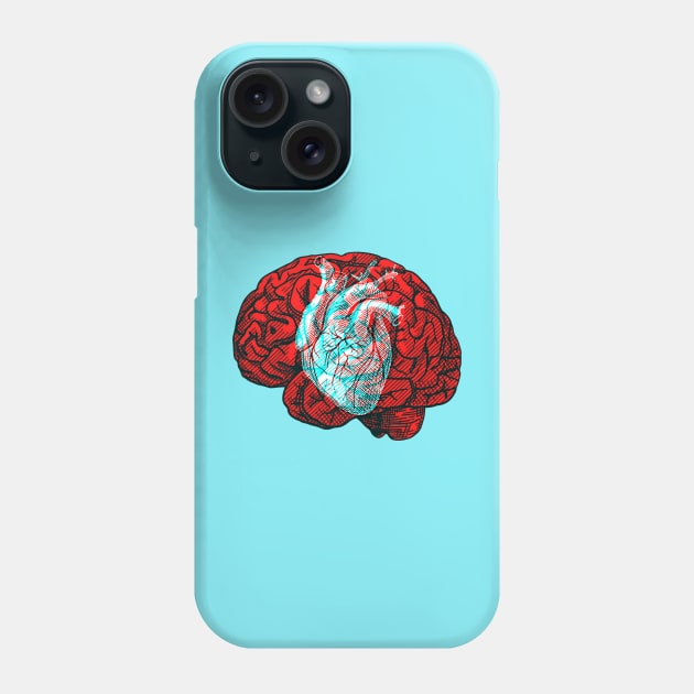Brain&Heart Interactive Red&Blue Filter T-Shirt Phone Case by RedAndBlue