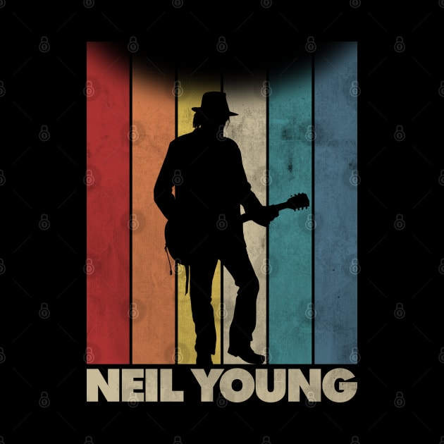 Neil Young - Distressed Retro Silhouette by vanzone