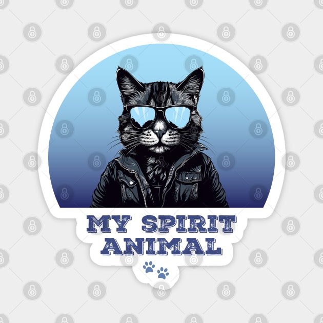 My spirit animal - cat in blue Magnet by OurCCDesign