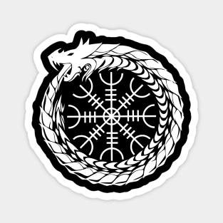 Ouroboros with the Helm of Awe (white symbol) Magnet