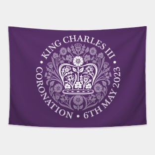 King Charles III Official Coronation Emblem white Tapestry