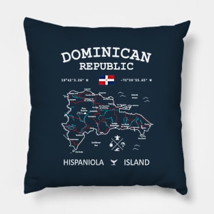 Dominican Republic Map Flag Santo Domingo Capital Pillow