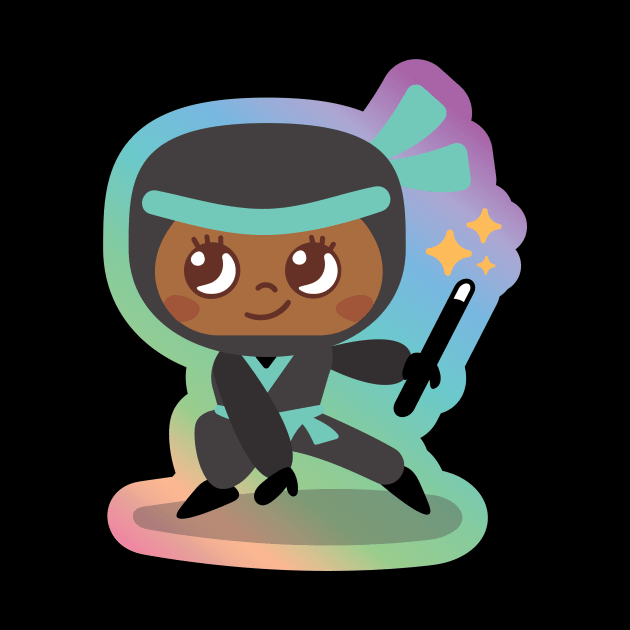 Teal Ninja in Rainbow by Language Ninjas