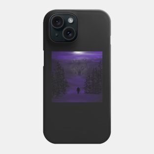 Cold winter night under the watchful wolf Phone Case