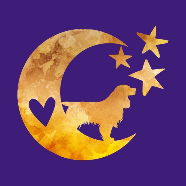 cocker spaniel on a half moon with stars by BittenByErmines