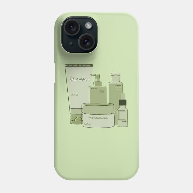 Skincare Essentials (Green Theme) Phone Case by aaalou