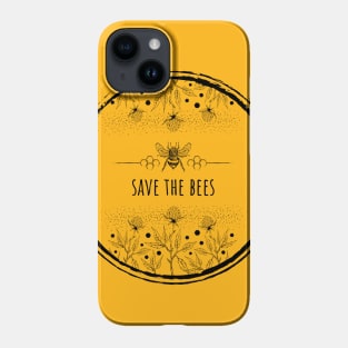 Clover flowers with save the bees black Phone Case