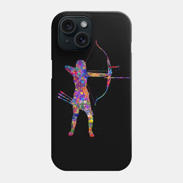 Archery girl player watercolor Phone Case by Yahya Art