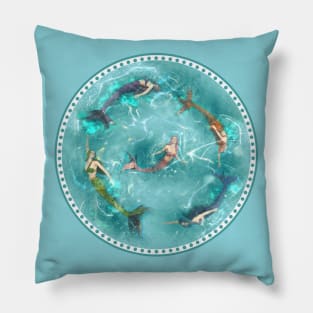 Synchronized Swimming Mermaids Pillow