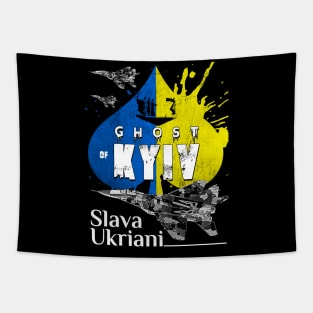 Ghost Of Kyiv Ukraine SLAVA UKRIANI Support with an Ukrainian air force Fighterjet MIG-29 Tapestry