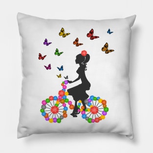 Woman Cyclist Pillow