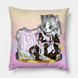 bad cat with a cake Pillow