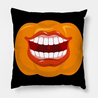 Halloween mouth on pumpkin funny Pillow