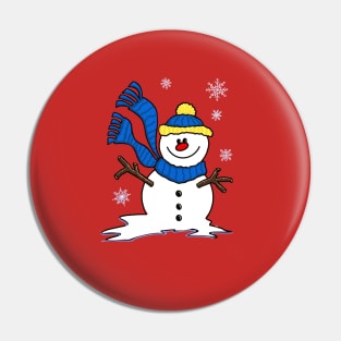 Happy Little Snowman with Snowflakes Pin