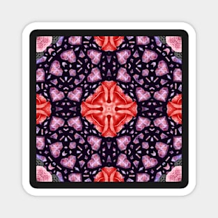 Crystal Hearts and Flowers Valentines Kaleidoscope pattern (Seamless) 38 Magnet