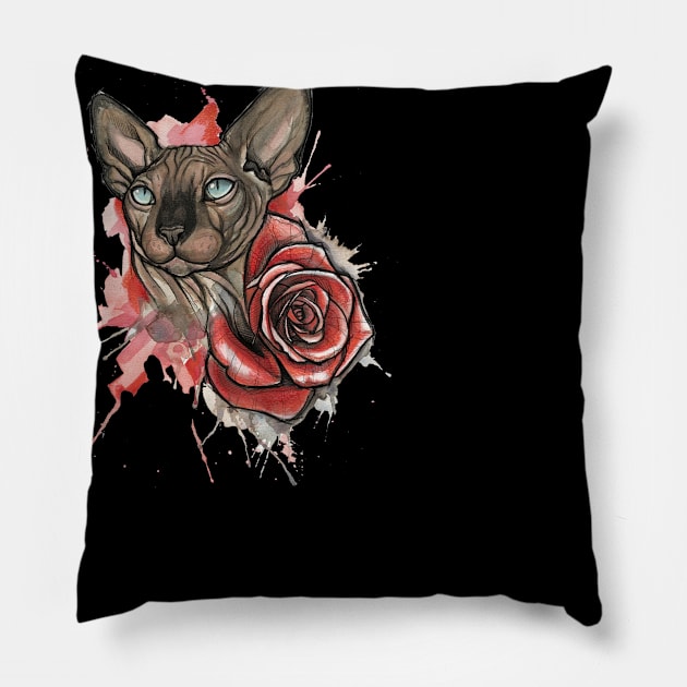 sphynx cat t-shirt Pillow by drip12