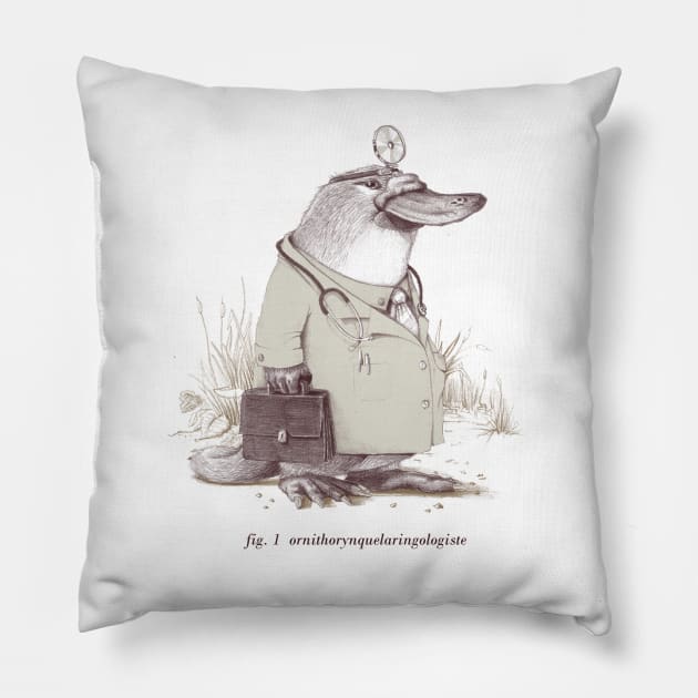 ornithorynquelaringologiste Pillow by Verso