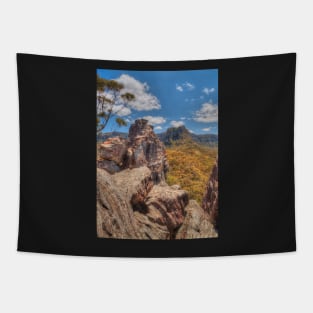 Ruined Castle In The Blue Mountains Tapestry