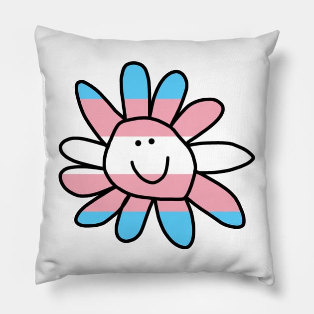 Transgender Pride Flag Daisy Doodle Pillow by ellenhenryart