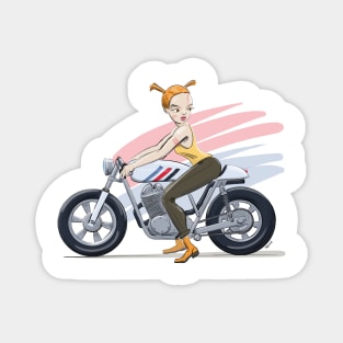 Girl on motorcycle Magnet