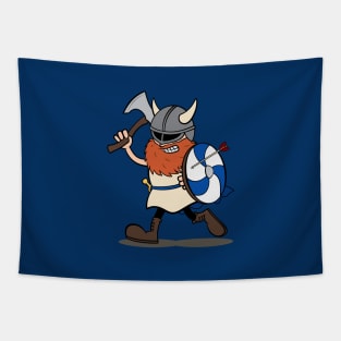 Viking Berserker Cartoon (Player 1 / blue) Tapestry