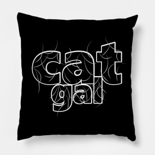 Cat Girl White Hair Pillow