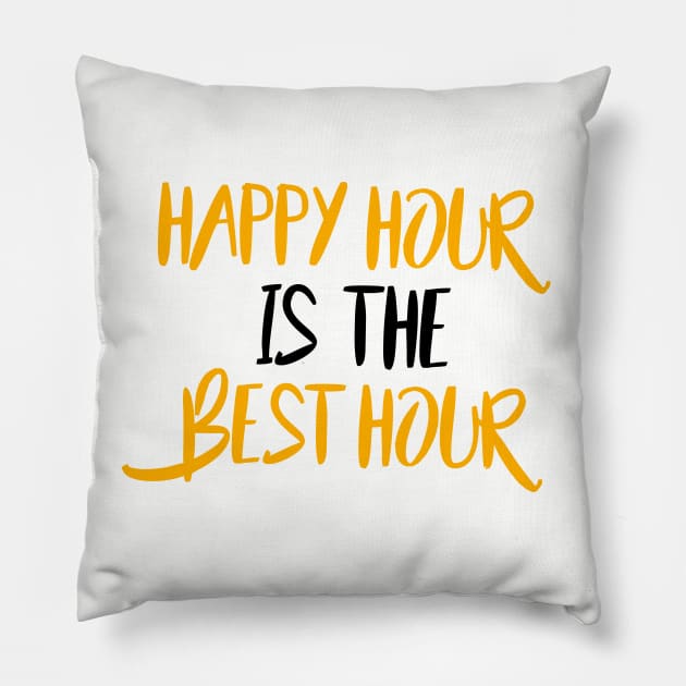 Happy Hour Is The Best Hour Pillow by VintageArtwork