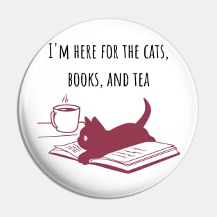 Cats, Books, and Tea Red Pin