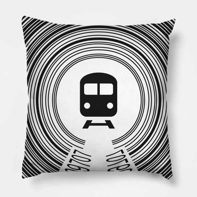 Barcode Tunnel (Train Lights) Pillow by John Uttley