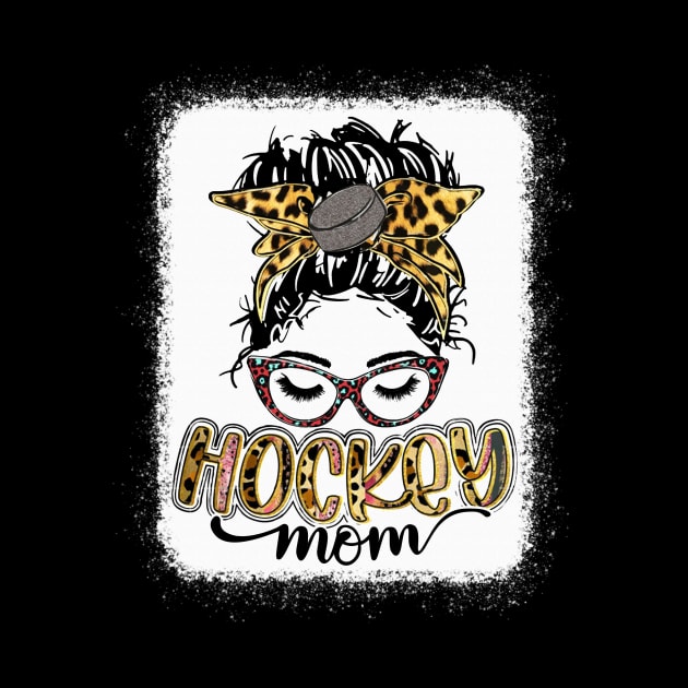 Hockey Mom Messy Bun Shirt  Hockey Mama Leopard by Wonder man 