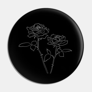 Rose Line Art Drawing - 2 Roses Pin