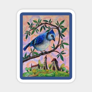 Blue Jay Watercolor Painting Magnet