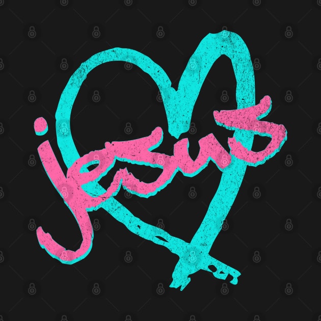 I Love Jesus Vintage 80's & 90's Blue and Pink by Family journey with God