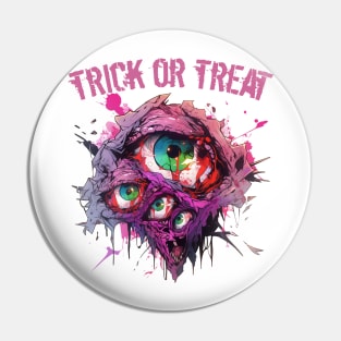 Halloween Zombie Eye Trick or Treat Pin